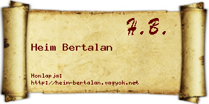 Heim Bertalan névjegykártya